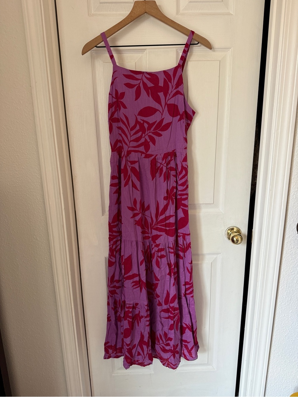 Old navy Cotton tiered flowy tropical Maxi dress small